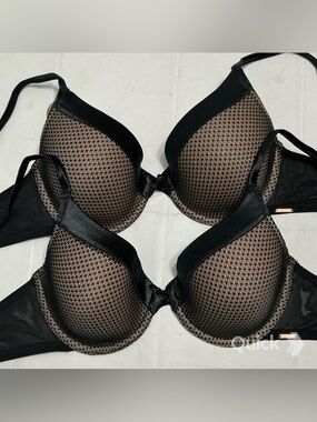 New Next Black / Beige Polka Dots Mesh Bras - 2 pcs set